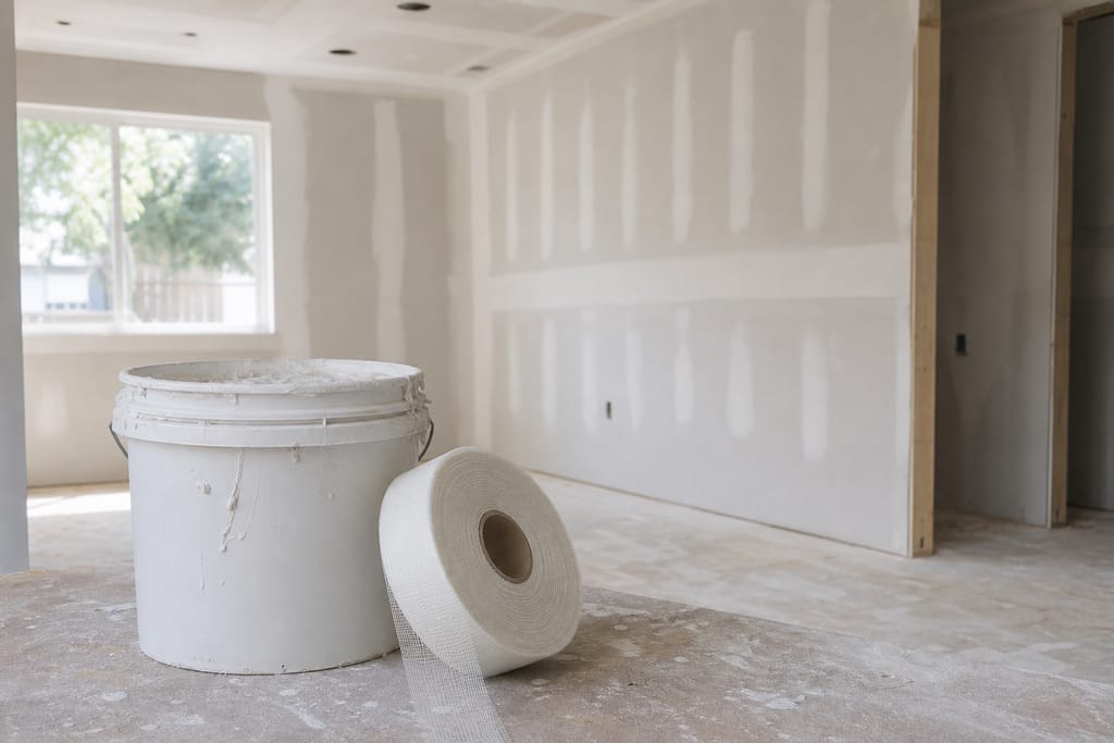 Bulk joint compound and tape photo