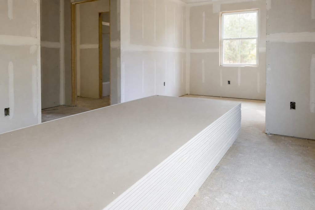 Standard 1/2-inch sheetrock panels photo